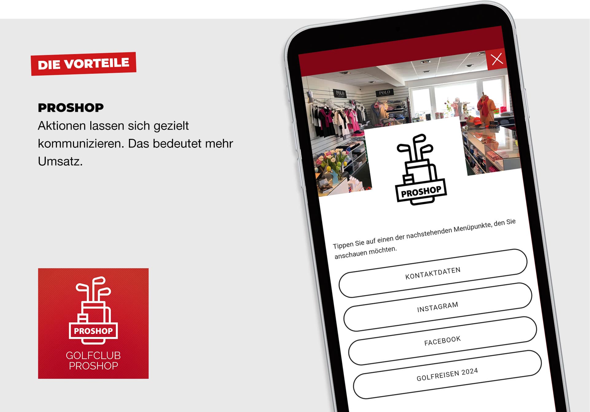 Vorteile App4Golf Proshop