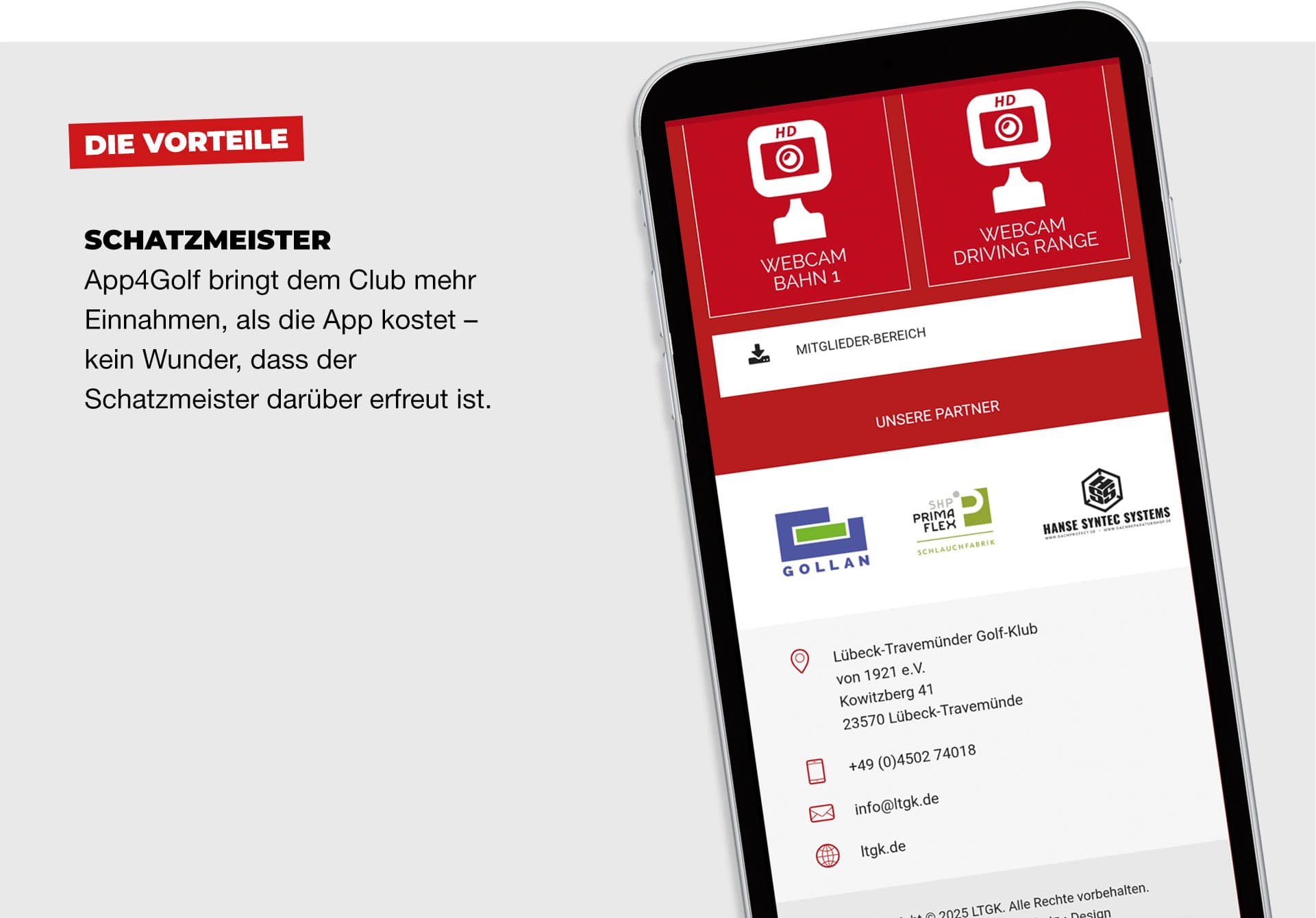 Vorteile App4Golf Schatzmeister